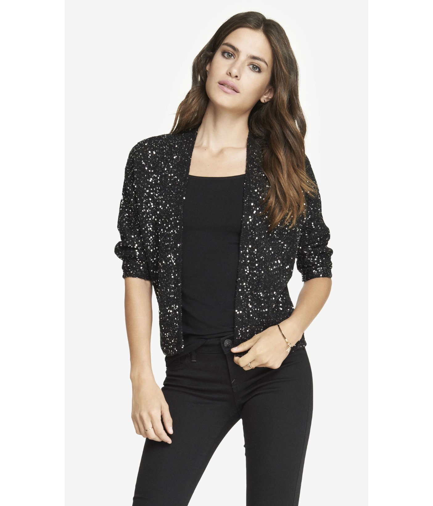 express zip jacket black gray sequin express zip jacket black gray sequin