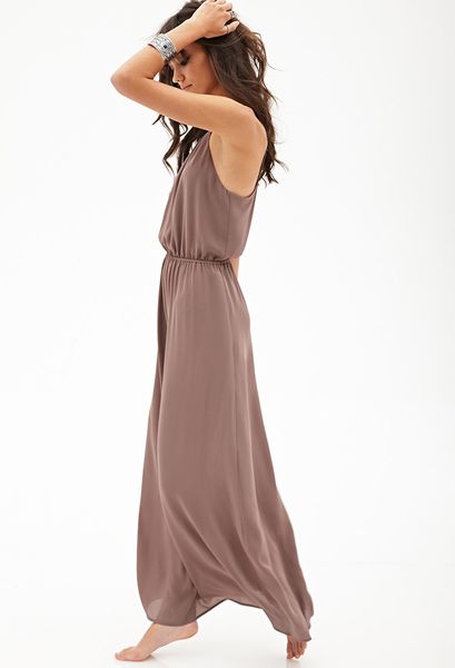 Forever 21 Cutout Woven Maxi Dress in Brown (Taupe) Forever 21 Cutout Woven Maxi Dress in Brown (Taupe)