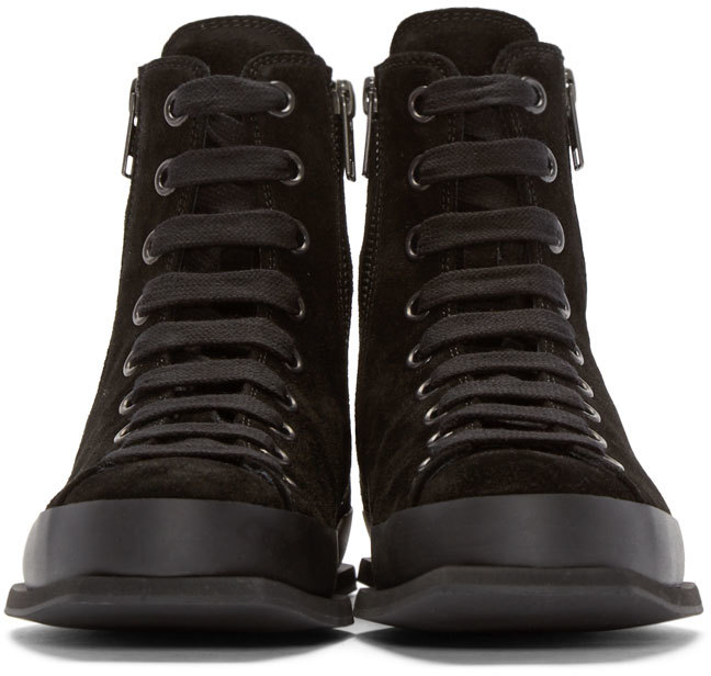 black high top suede sneakers