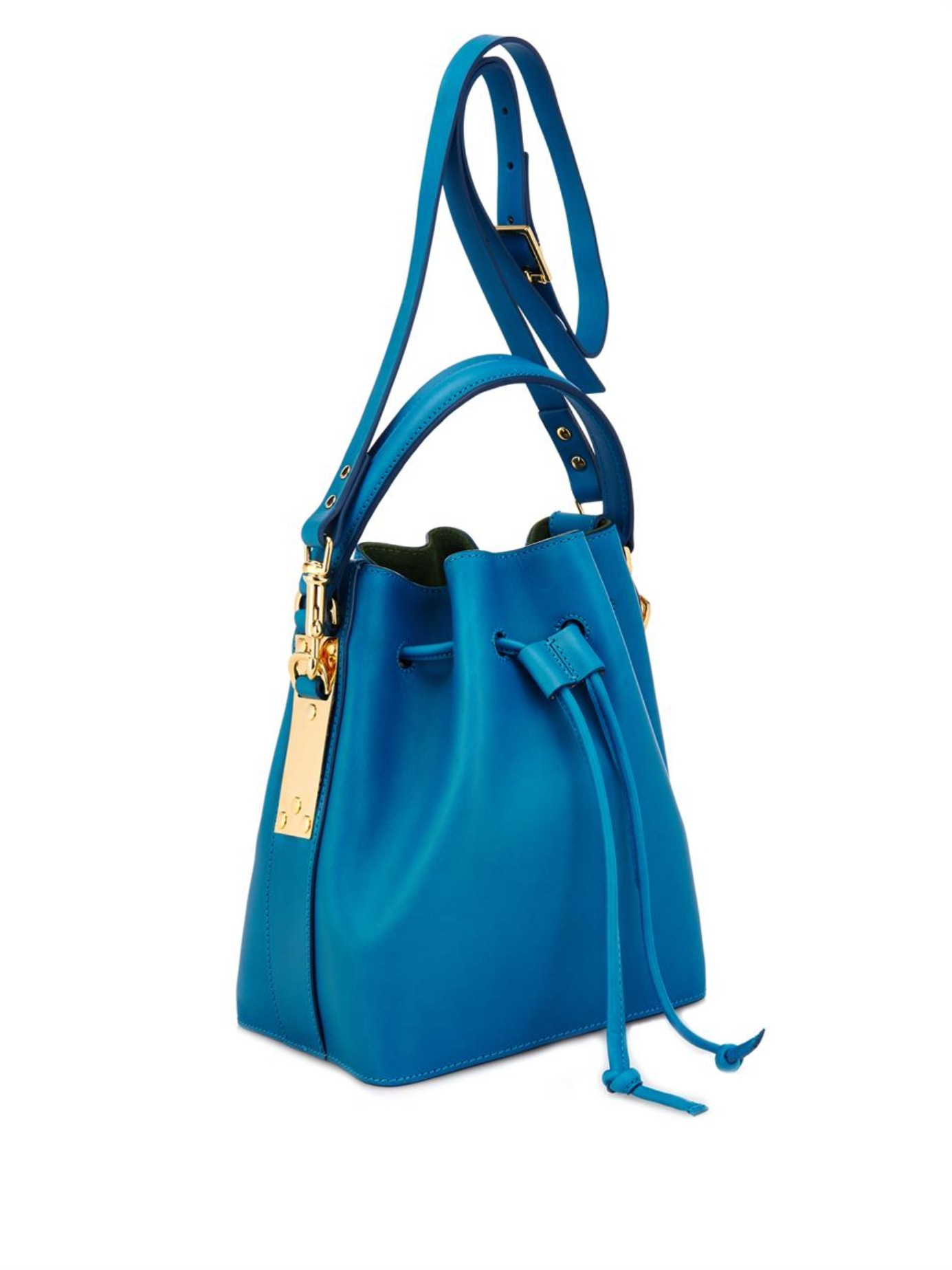 Lyst - Sophie hulme Mini Leather Bucket Bag in Blue