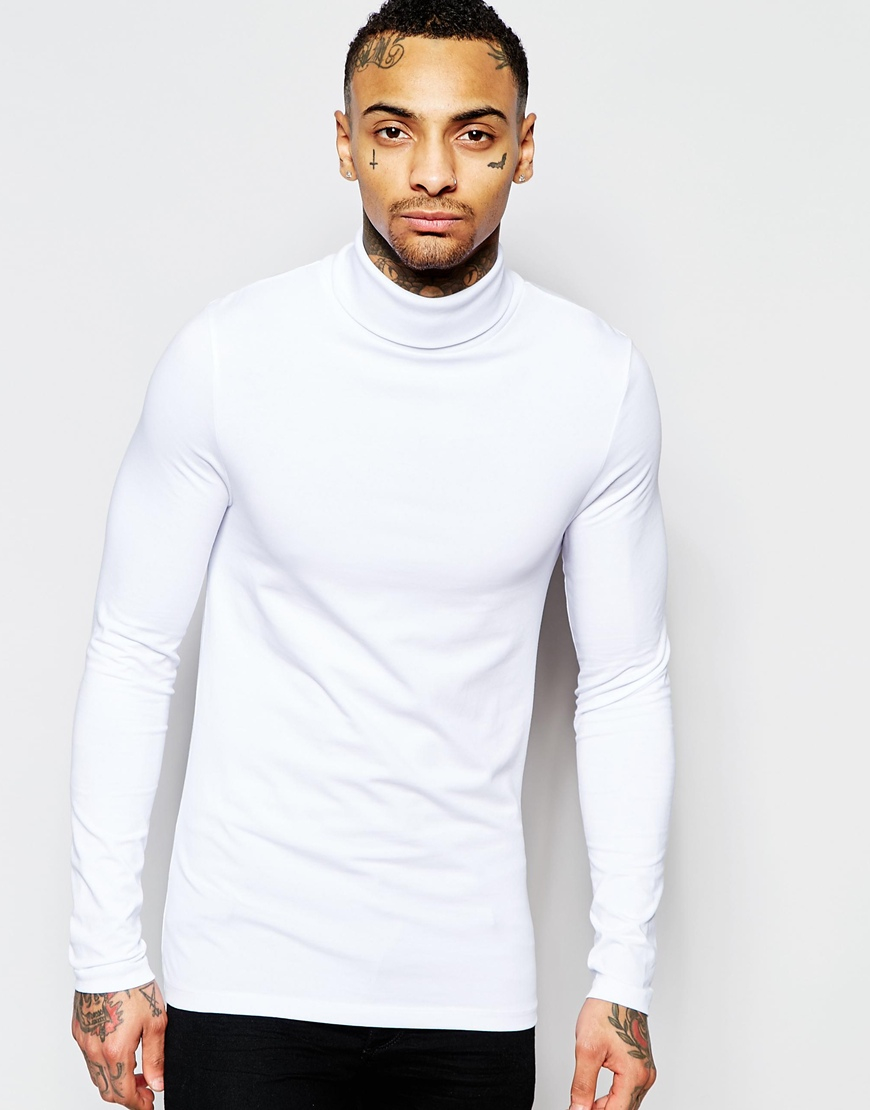 white long sleeve polo neck
