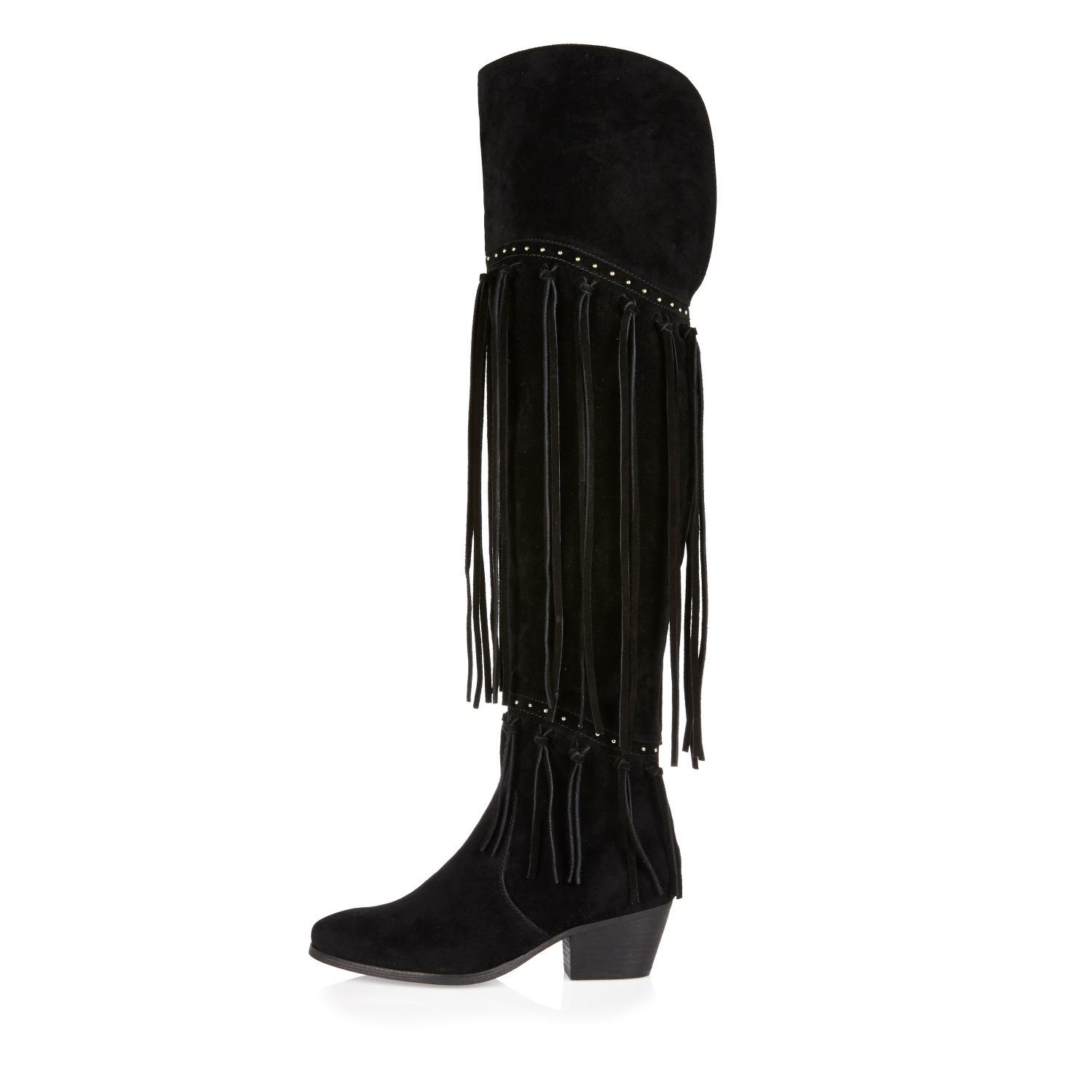 fringe knee boots