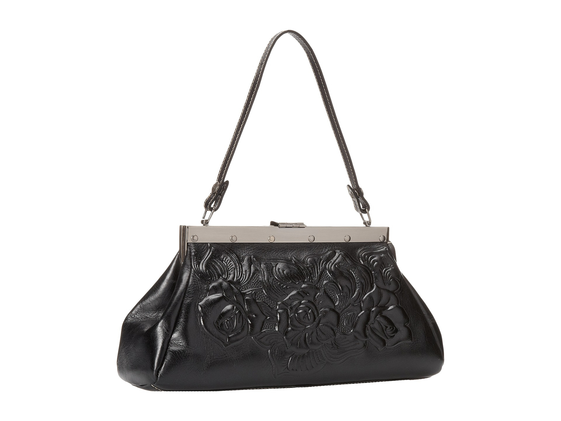 Patricia nash Tooled Rose Ferrra Satchel in Black | Lyst