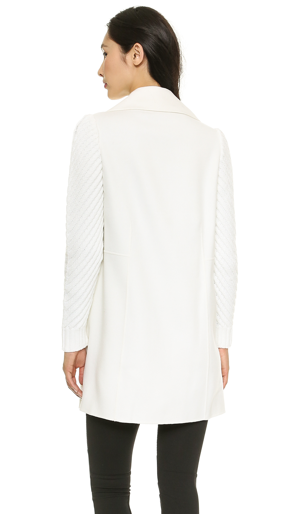Lyst Vince Sweater Sleeve Coat Winter White in White