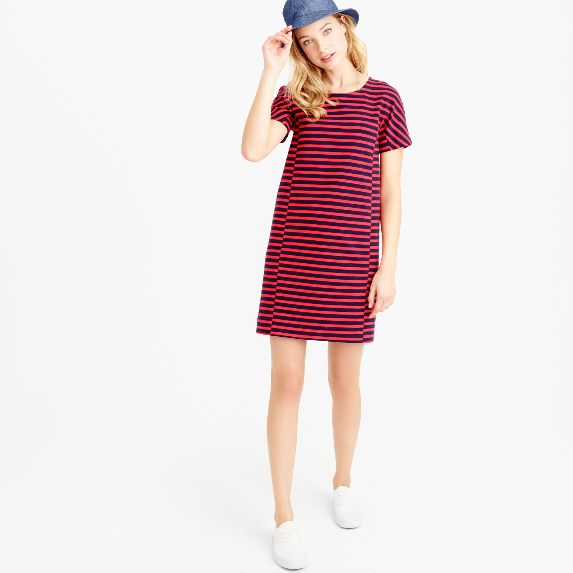 J.Crew Striped T-shirt Dress in Blue | Lyst