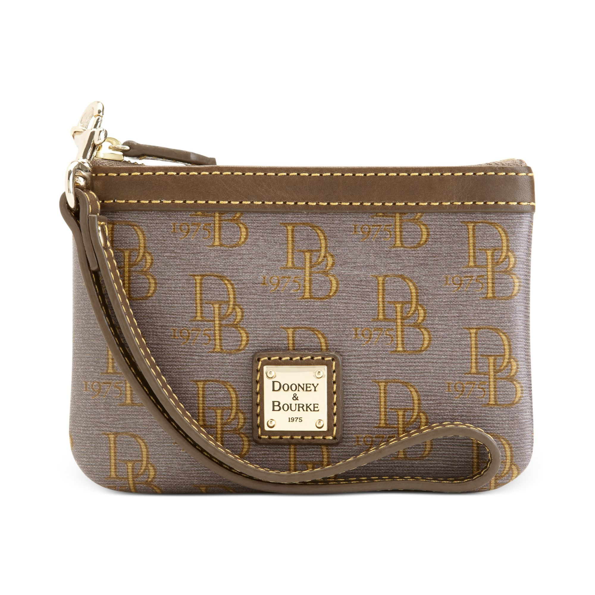 Dooney & bourke Signature Medium Wristlet in Brown Lyst