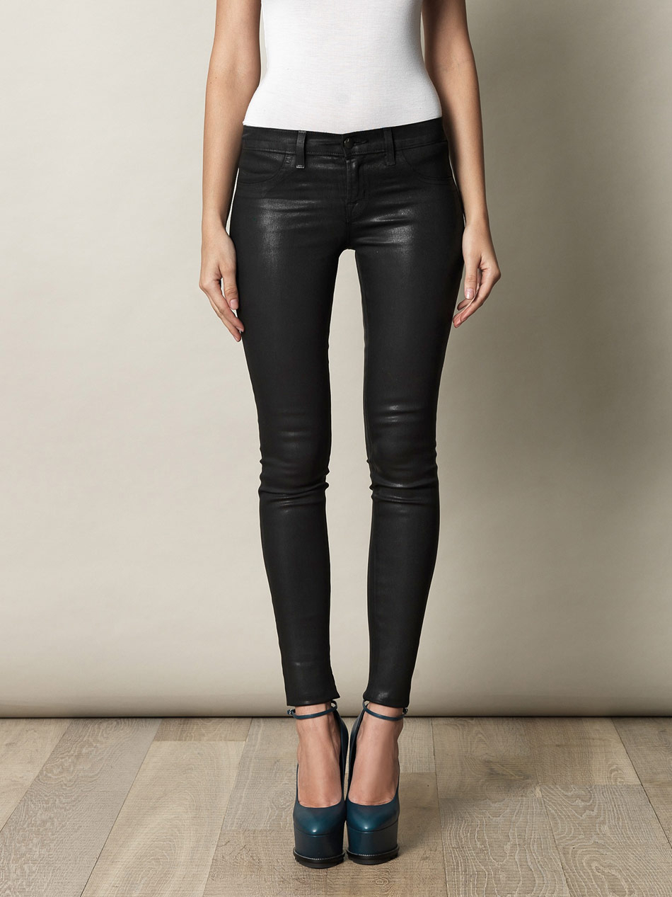 J Brand 620 Coated Lowrise Skinny Stealth Jeans In Black Lyst