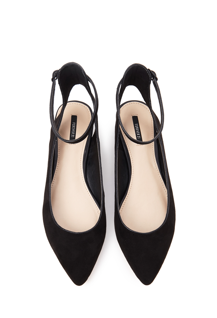 pointed flats with ankle strap