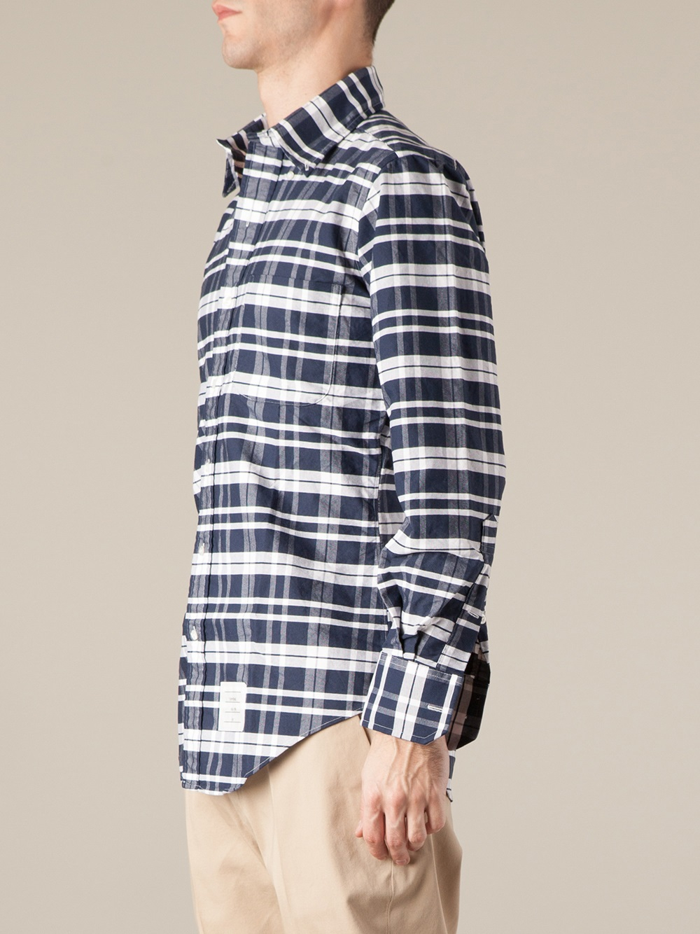 thom browne checked shirt