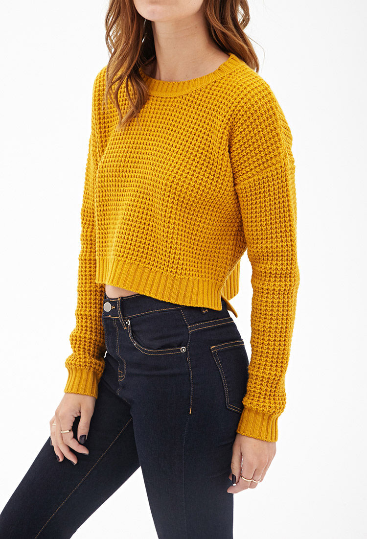 yellow cropped sweater