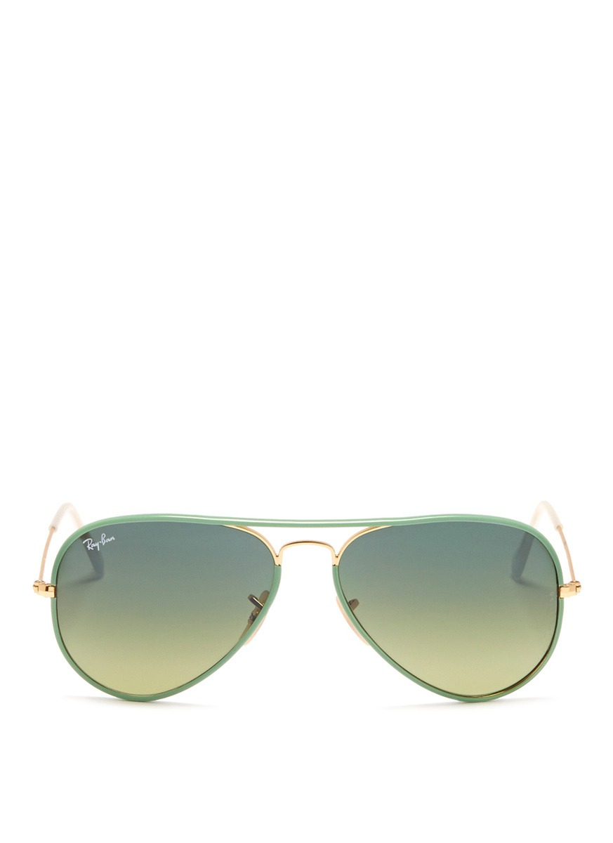 Rayban 'aviator Full Colour' Acetate Rim Wire Sunglasses in Green Lyst