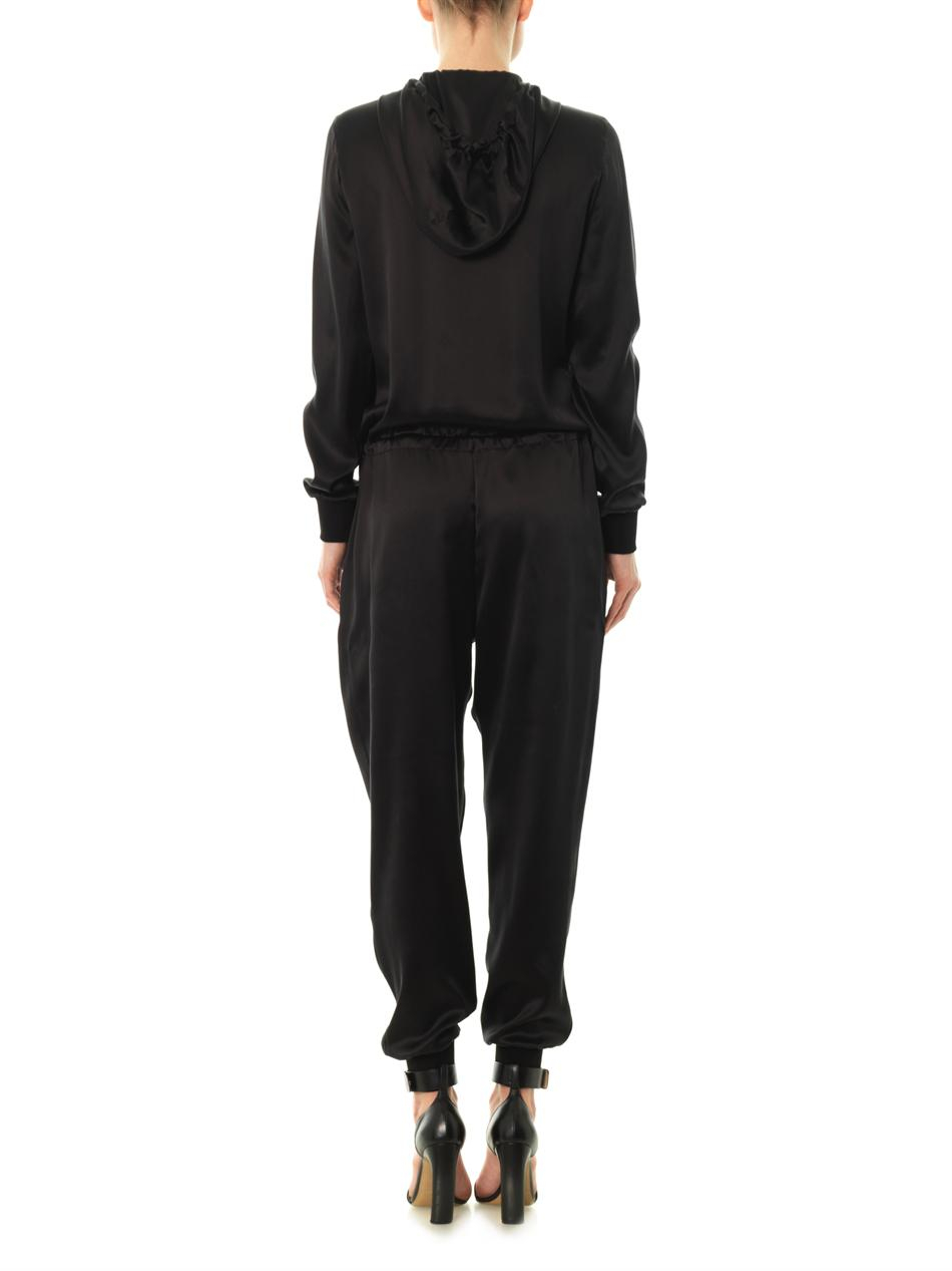 Gucci Washed Silk Jumpsuit in Black - Lyst