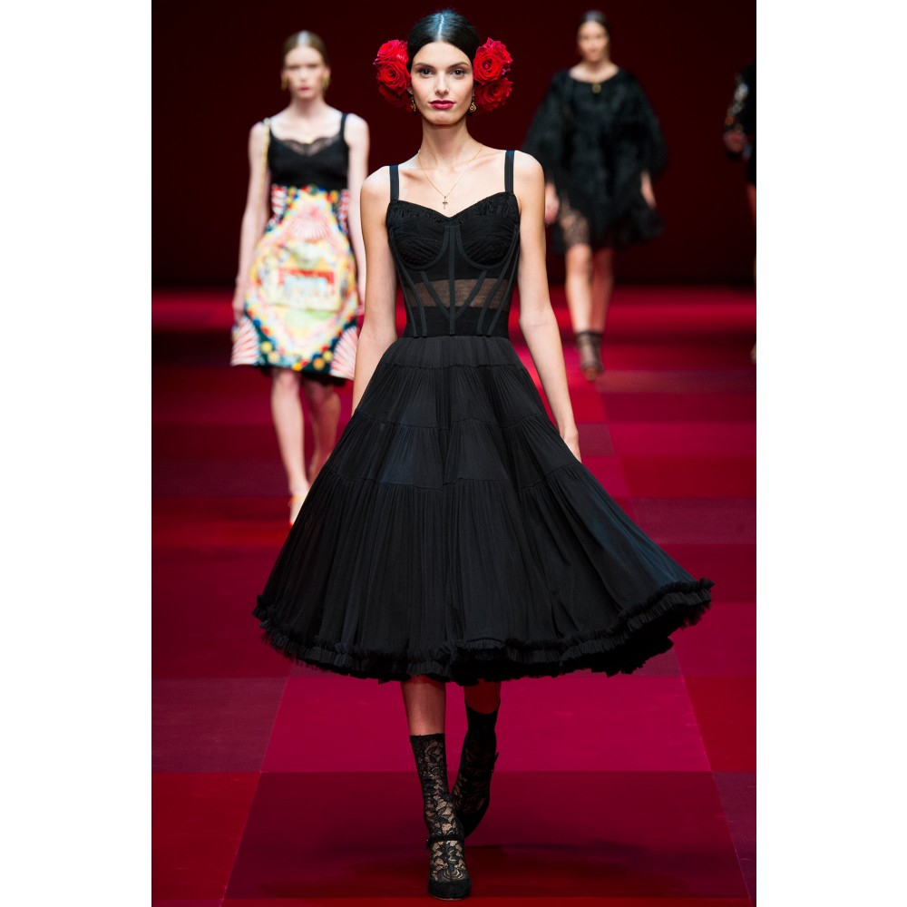 dolce and gabbana black tulle dress