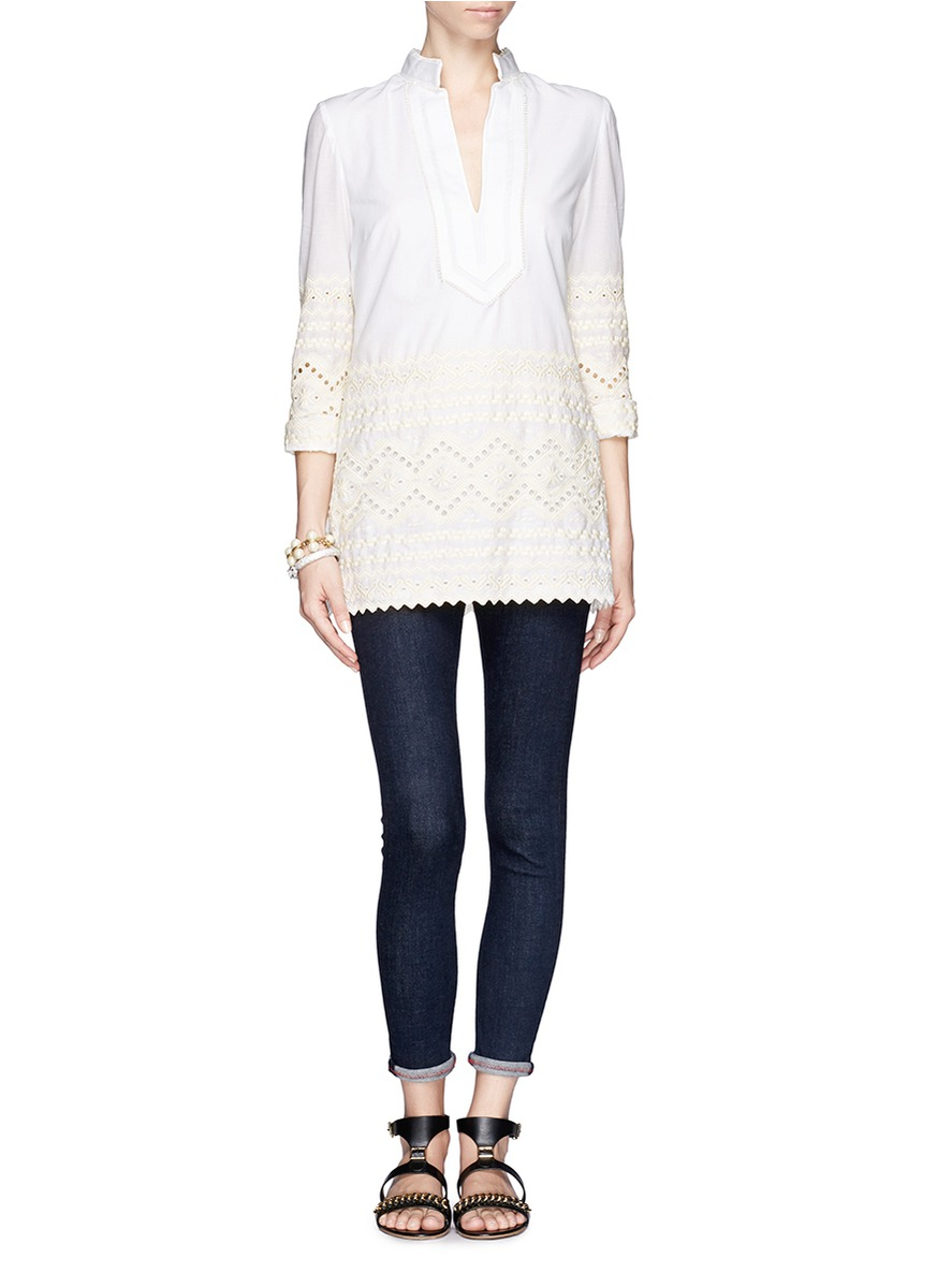 Tory Burch Zita Eyelet Embroidery Tunic 