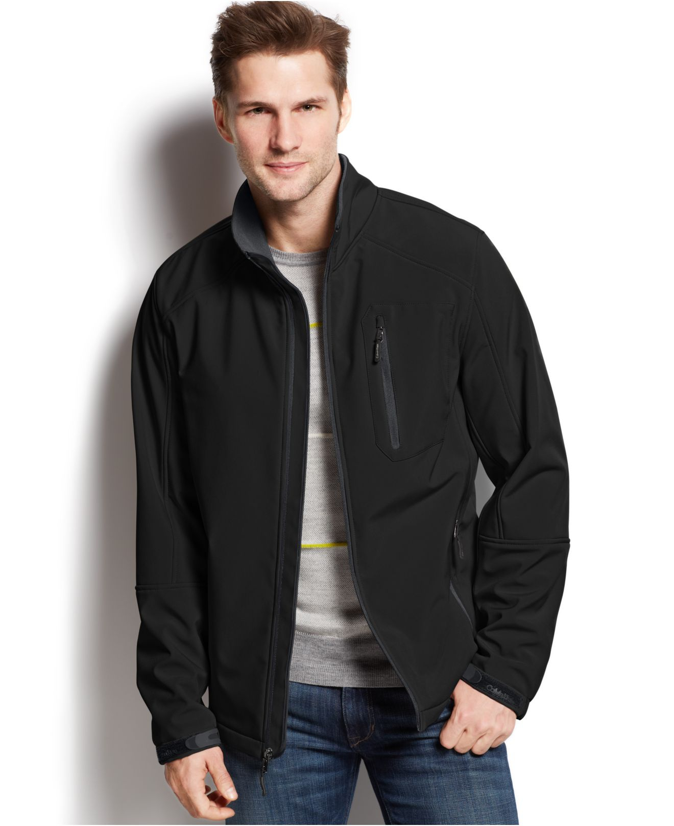 Lyst - Calvin Klein Full-zip Softshell Jacket in Black for Men
