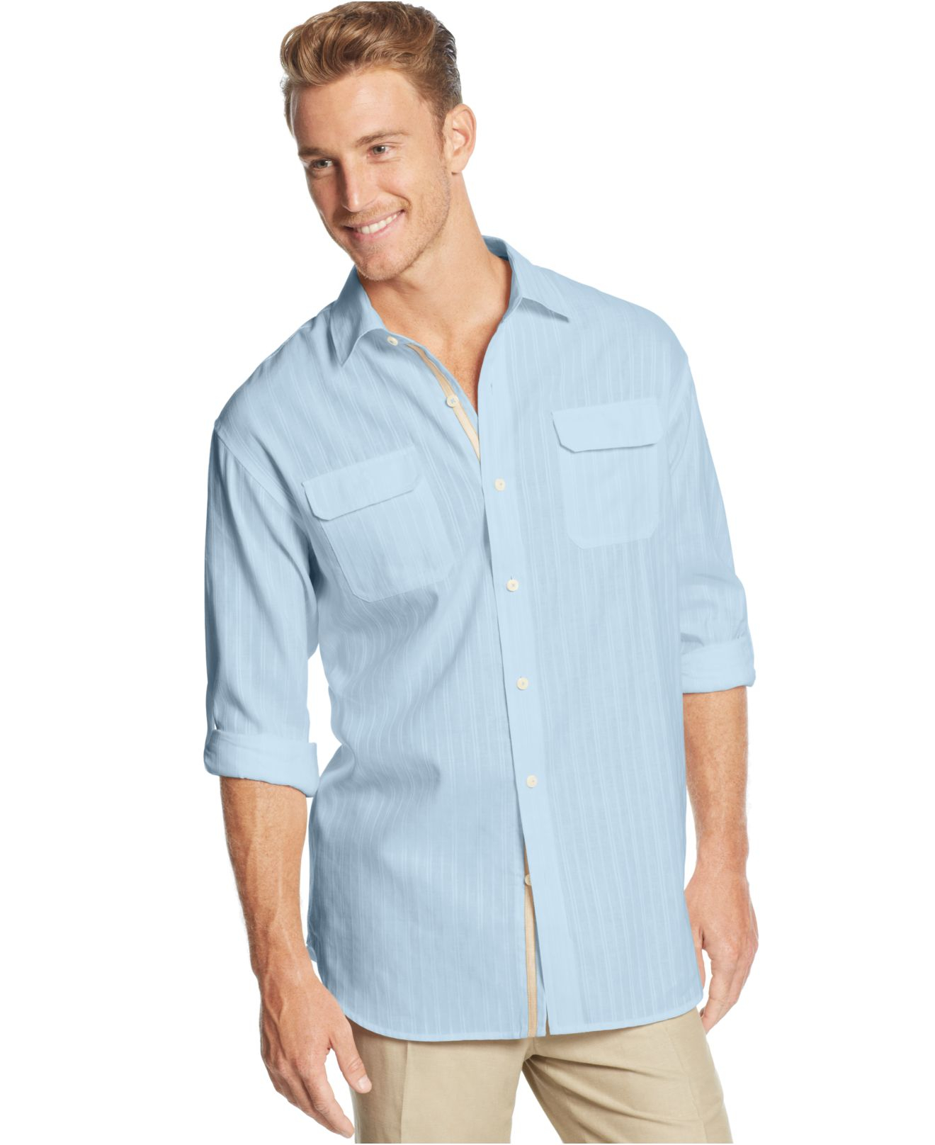 Tommy bahama Tropez Linen-Blend Shirt in Blue for Men (Sky Blue) | Lyst