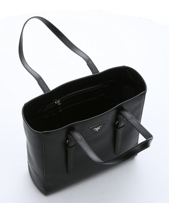 Prada Black Leather Structured Tote Bag in Black | Lyst Prada Black Leather Structured Tote Bag in Black | Lyst