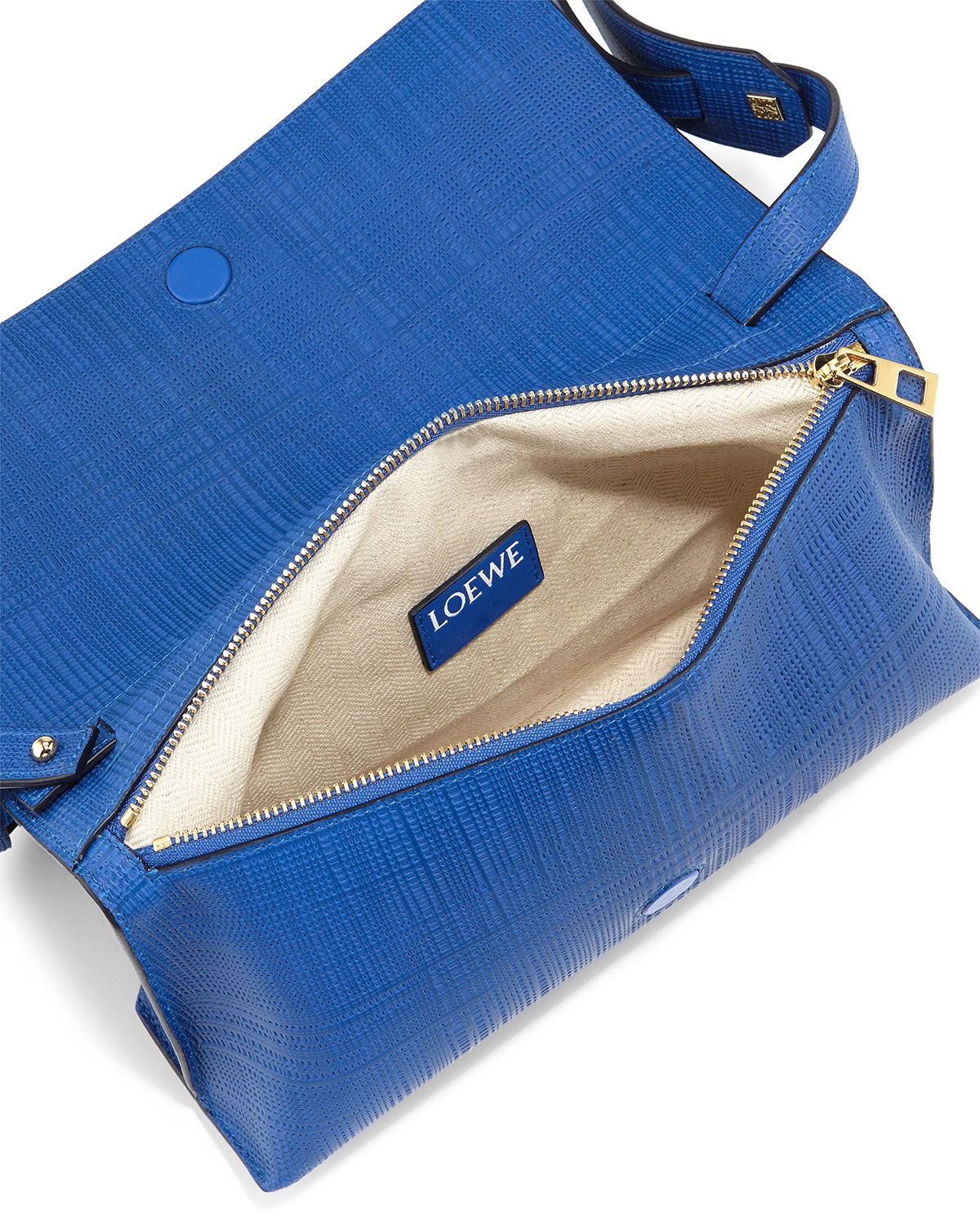 Loewe Leather Calfskin Clutch Bag W/shoulder Strap in Electric Blue (Blue) - Lyst