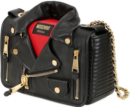 Moschino Biker Jacket Nappa Leather Shoulder Bag in Red (BLACK/RED) | Lyst
