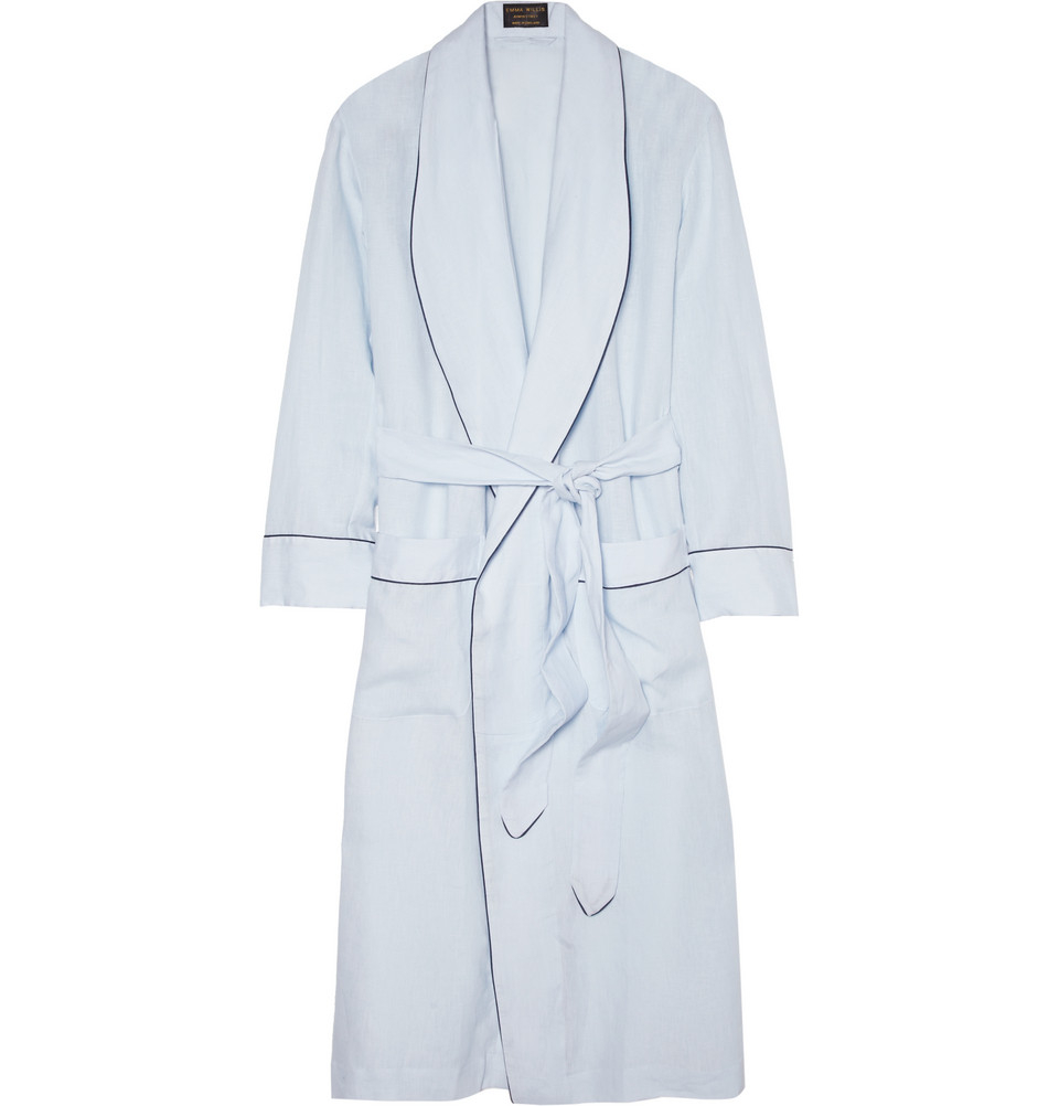 mens linen dressing gown