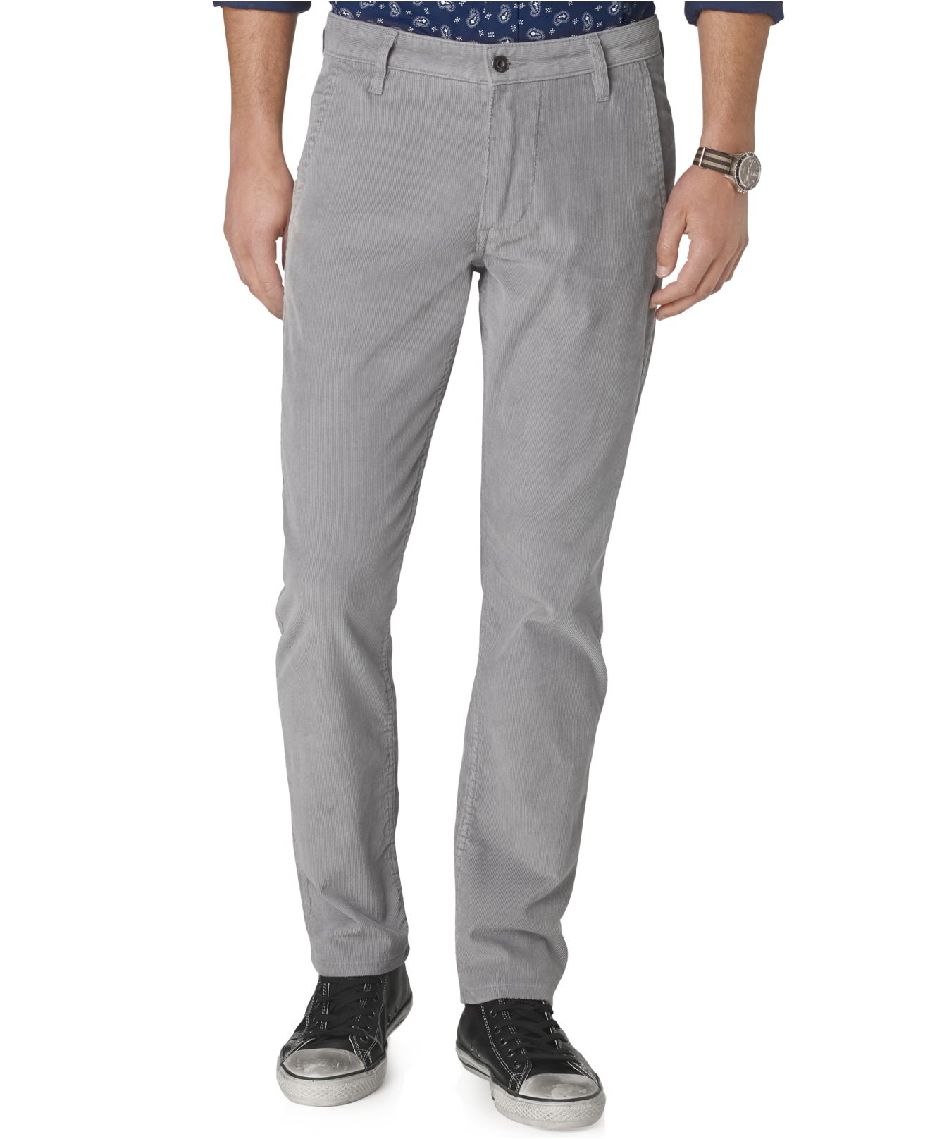 Dockers Slim Fit Alpha Khaki Corduroy Flat Front Pants in Gray for Men ...