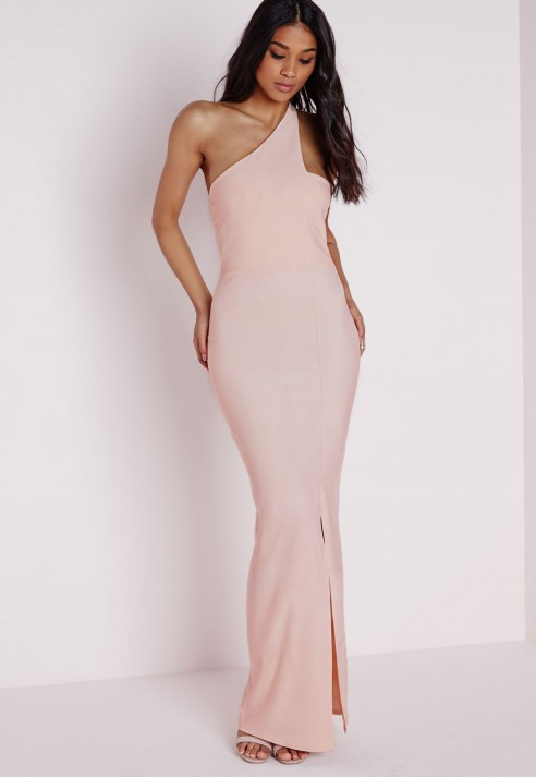 pink one shoulder maxi dress