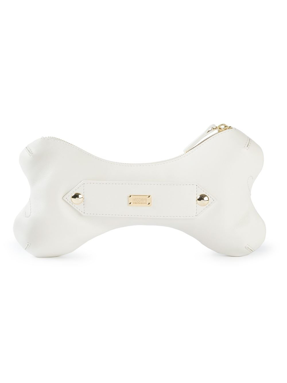 Boutique Moschino Bone-Shaped Clutch in White | Lyst