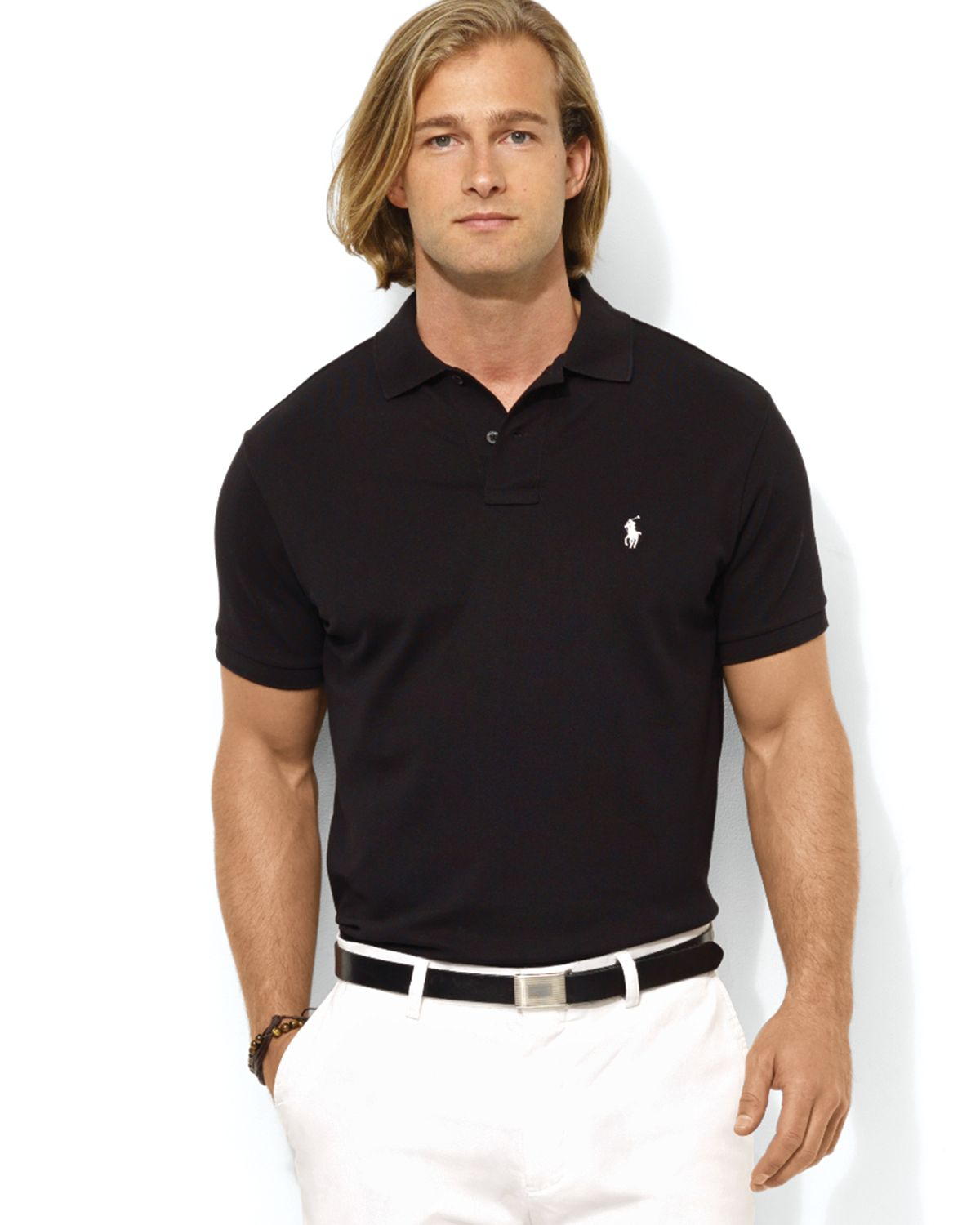 Ralph Lauren Polo Custom Stretch-mesh Polo Shirt - Slim Fit in Black for  Men | Lyst