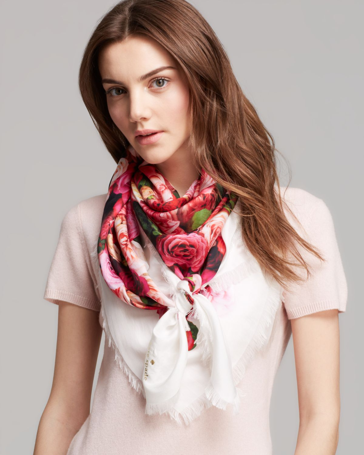 Kate Spade Real Rose Silk Scarf in Red Lyst