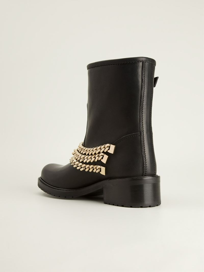 DSquared² Chain Biker Boots in Black - Lyst