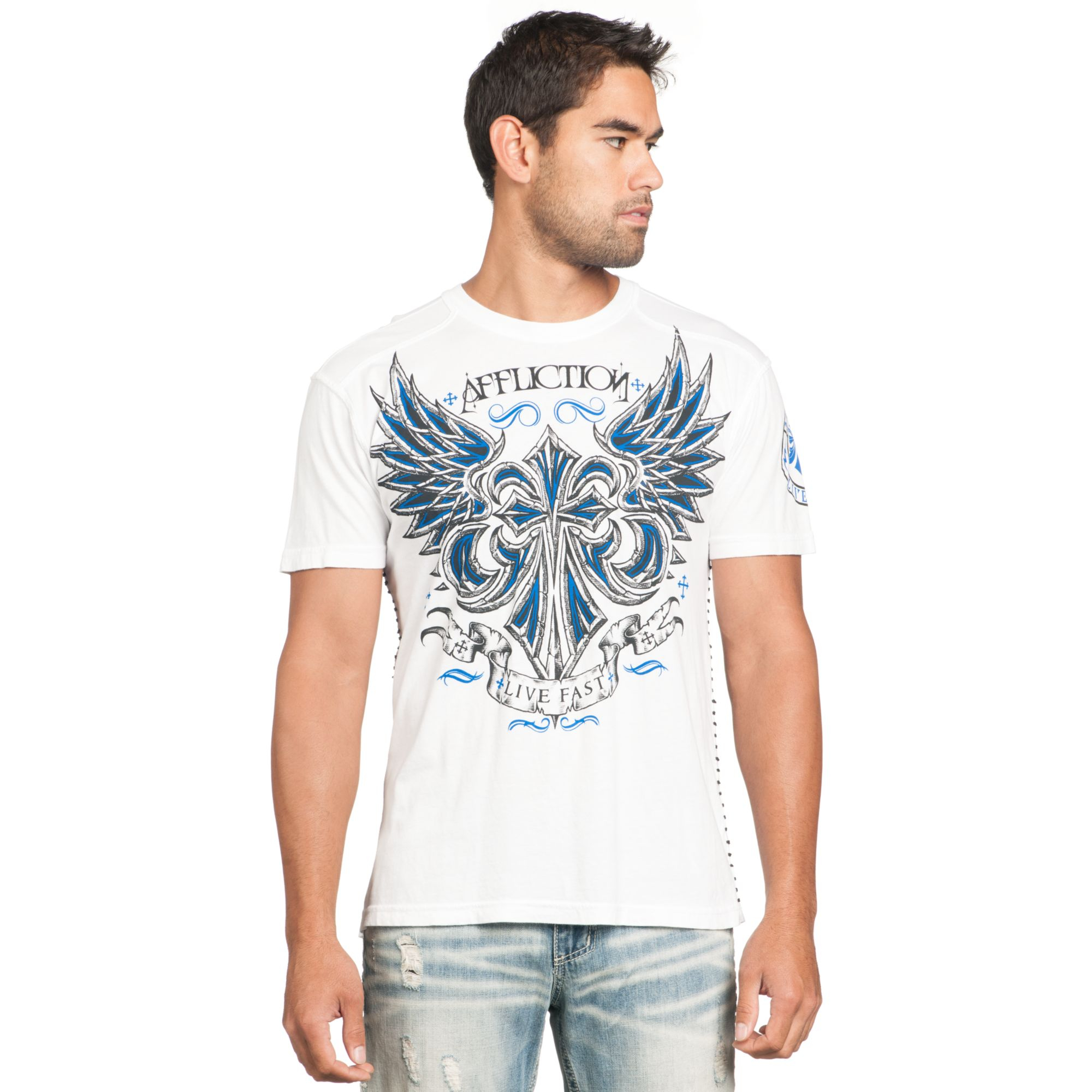 Lyst Affliction Graphic  Logo T  shirt  in White for Men
