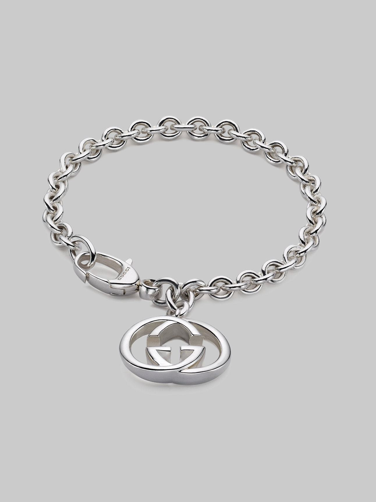 Gucci Sterling Silver Double G Charm Bracelet in Silver | Lyst