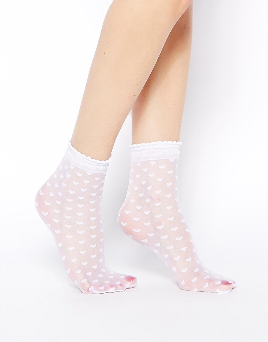 patterned sheer ankle socks