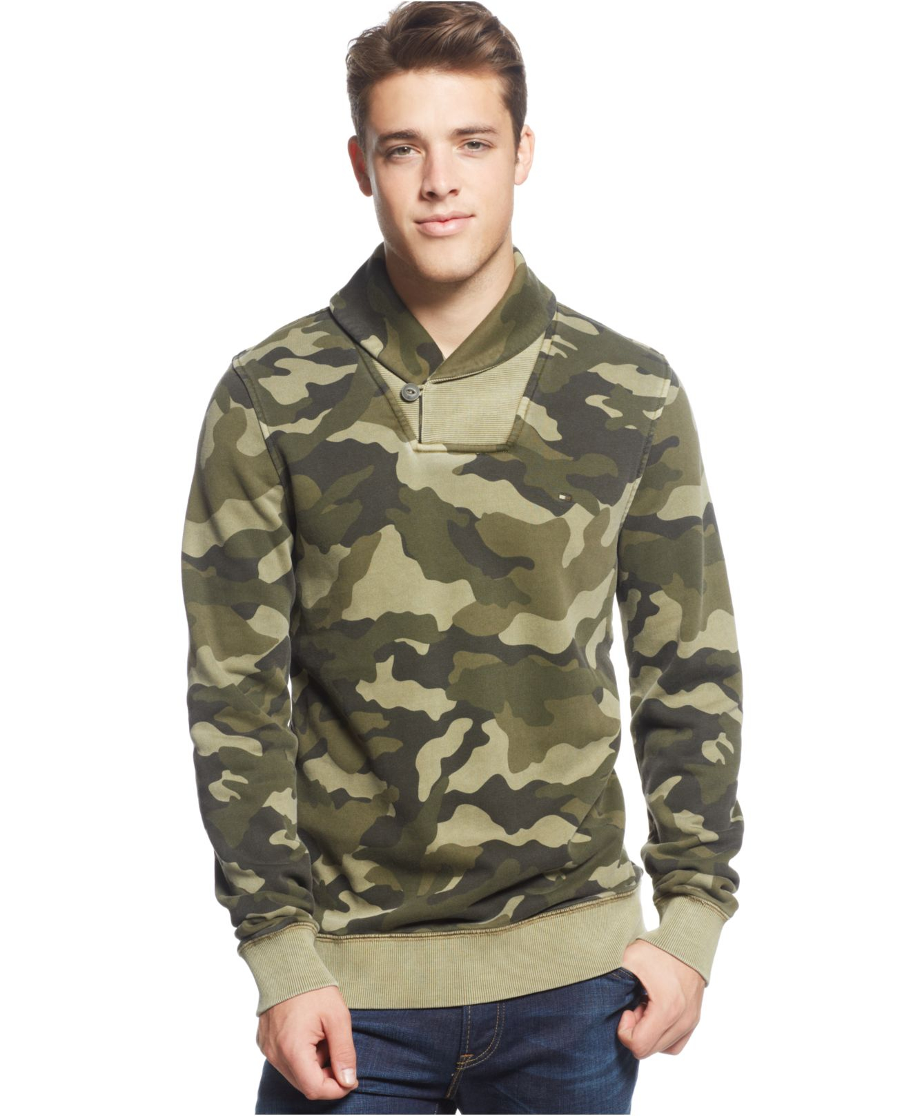 mens green shawl cardigan