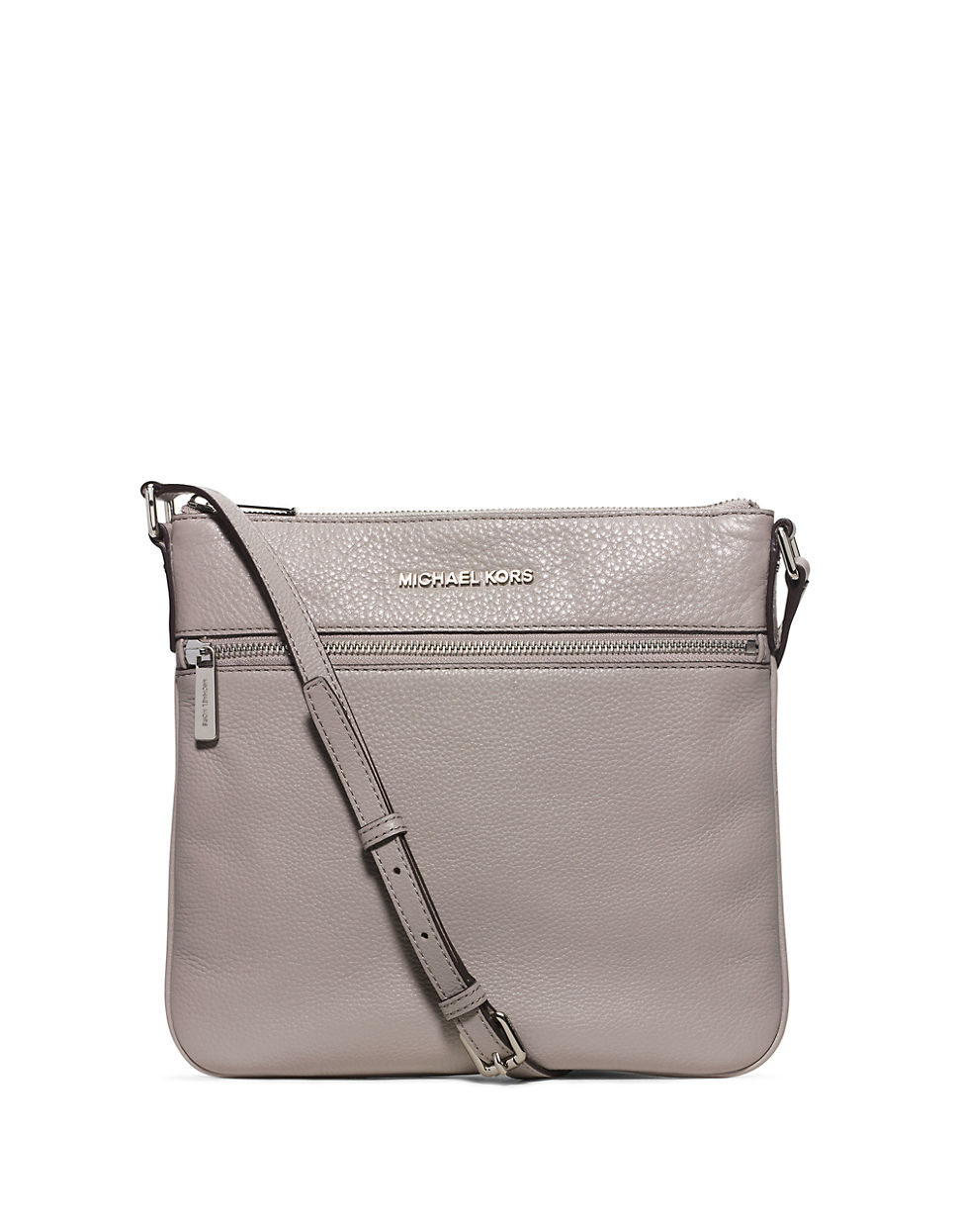 Michael michael kors Bedford Pebbled Leather Crossbody in Gray (Pearl