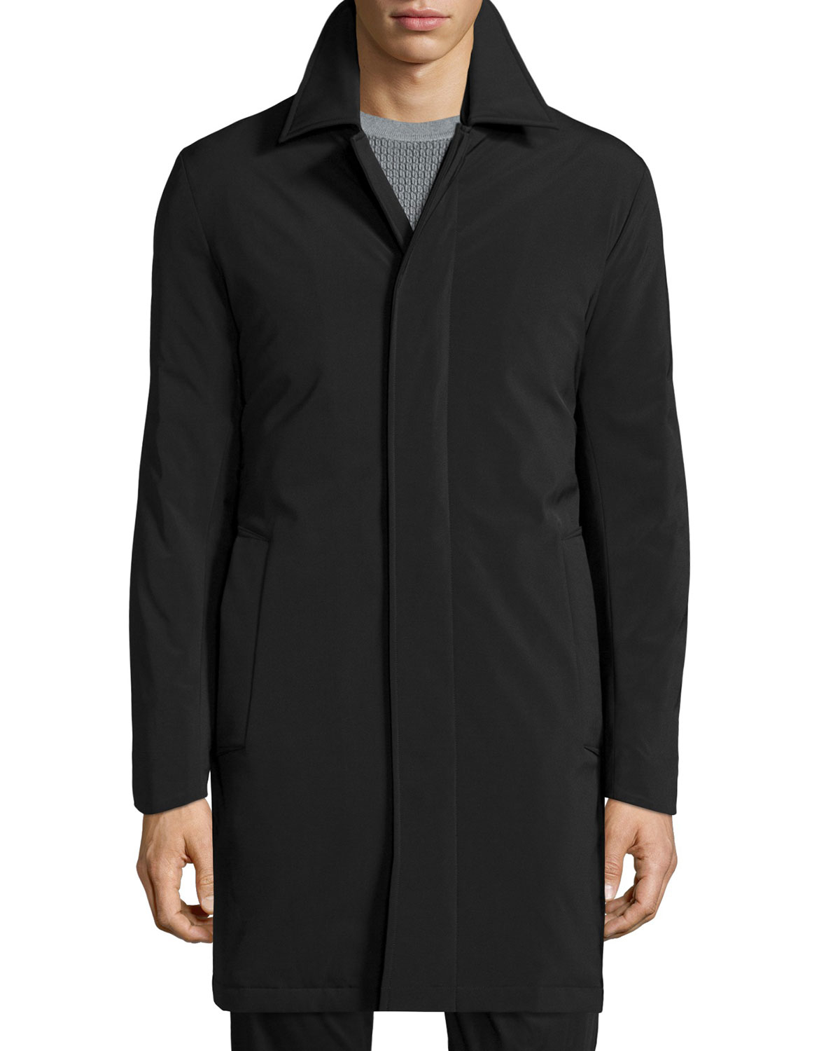 Theory Synthetic Skodi Padded Zip Raincoat in Black for Men - Lyst