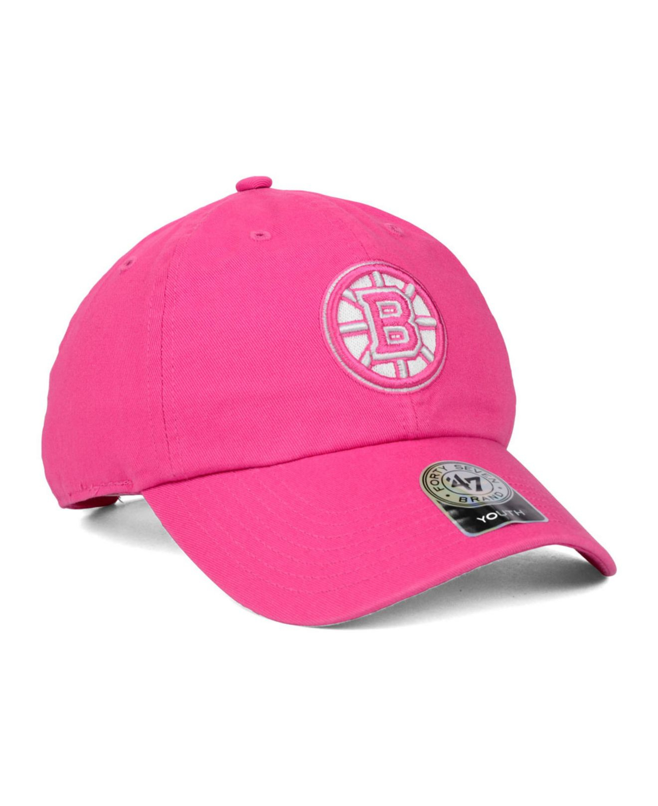 47 Brand Girls' Boston Bruins Clean Up Cap in Pink