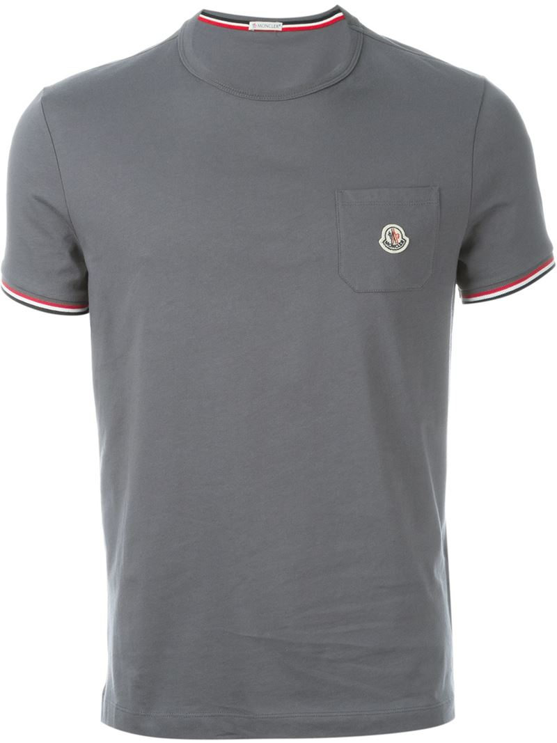 Lyst - Moncler Chest Logo Print T-shirt in Gray for Men