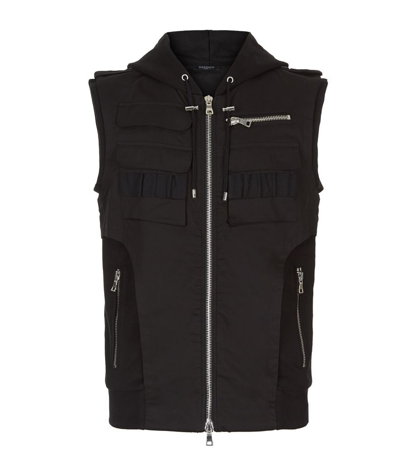 Download Balmain Sleeveless Pocket-front Hoodie in Black for Men | Lyst