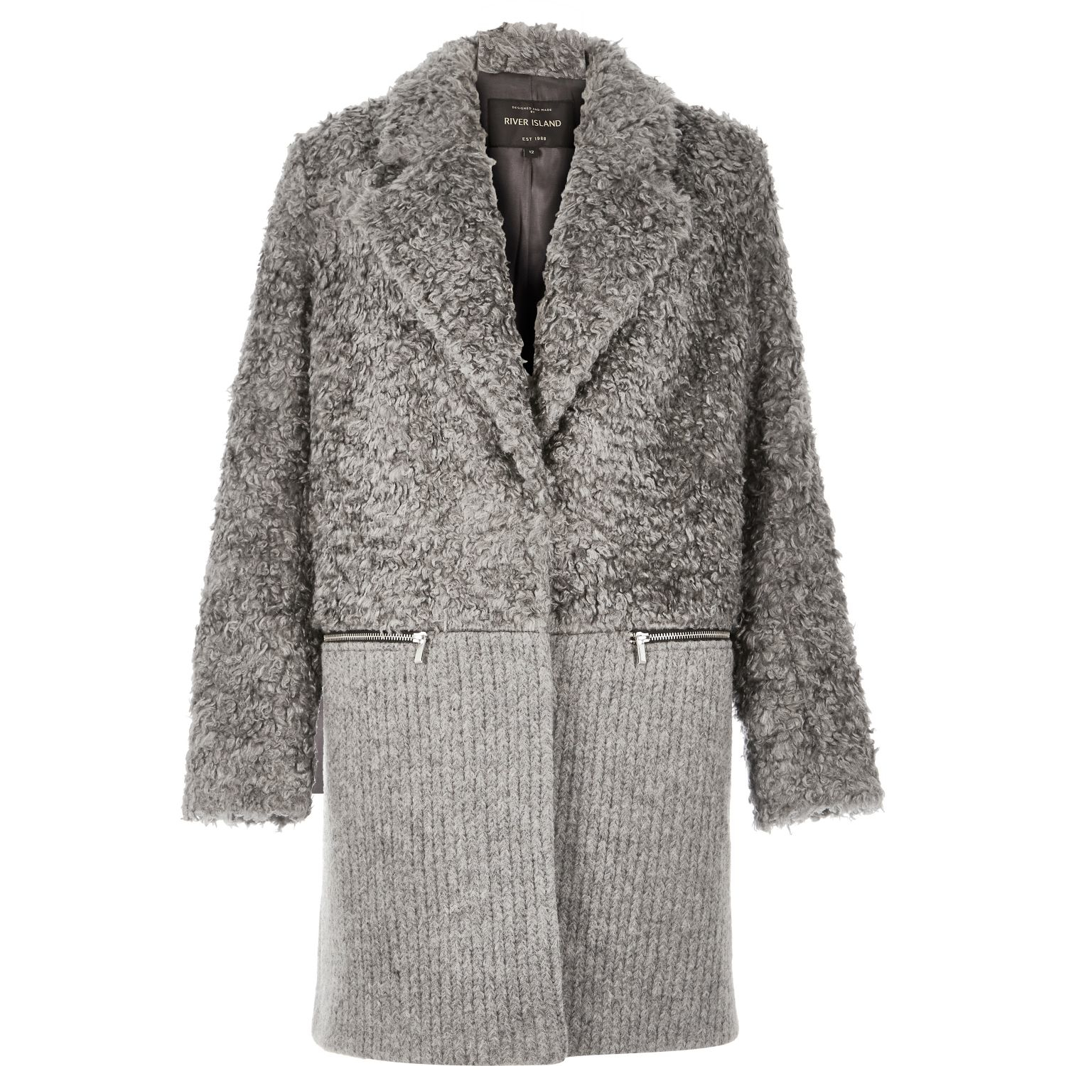 river island grey wool coat