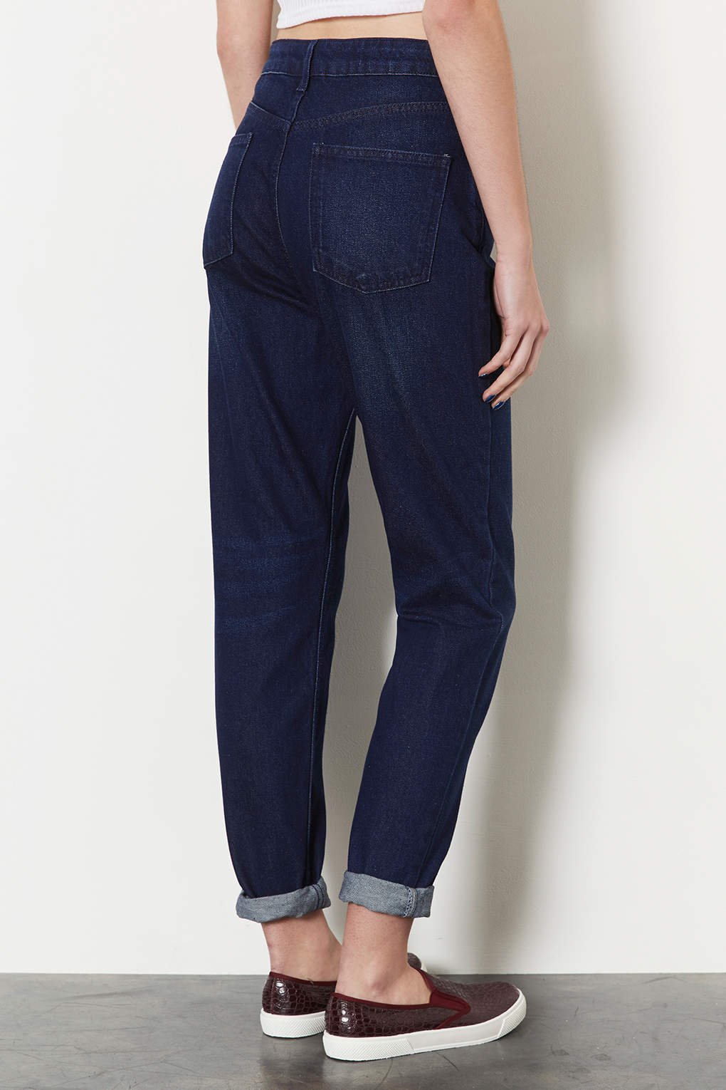 moto dark blue mom jeans