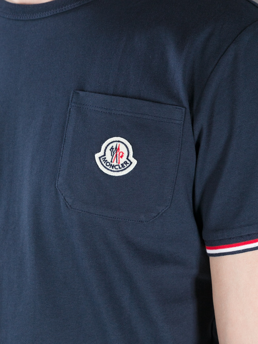 Moncler Logo Pocket Tshirt in Blue for Men | Lyst