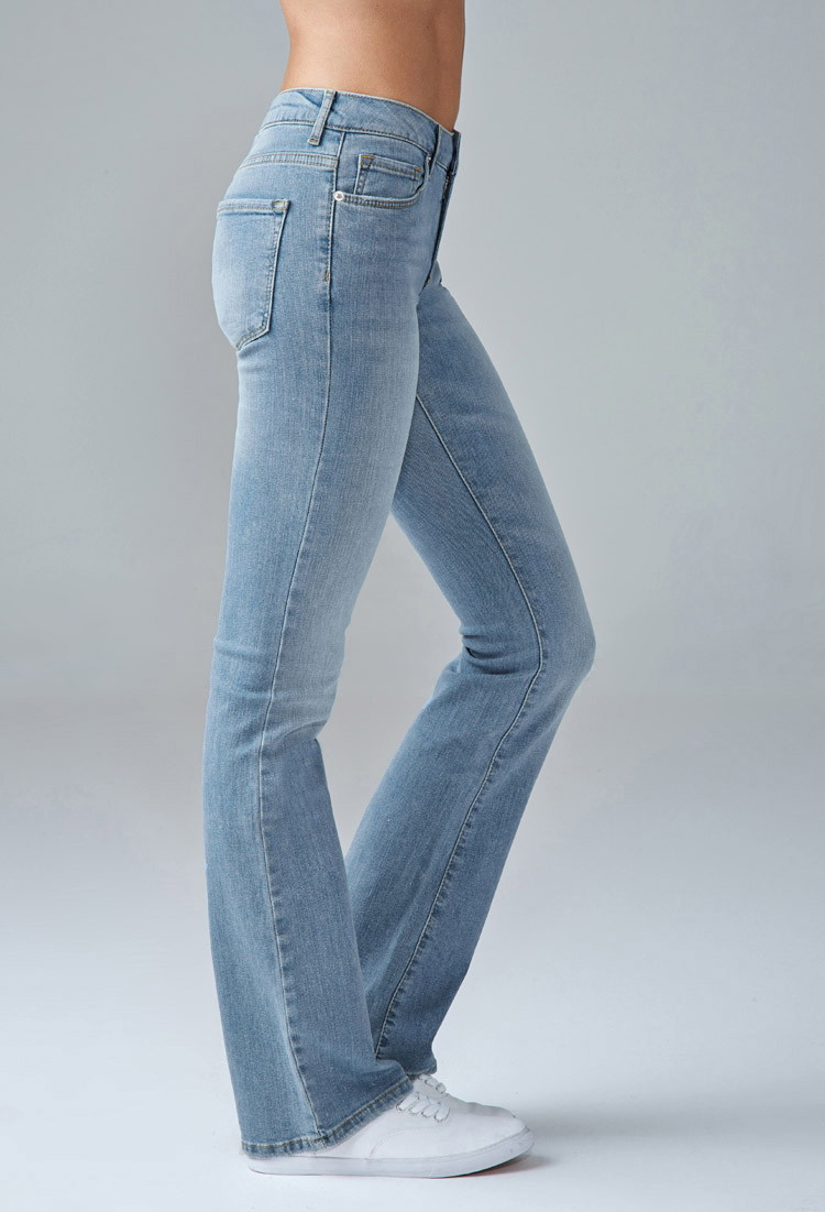 Forever 21 Denim Mid-rise Bootcut Jeans in Light Denim (Blue) | Lyst