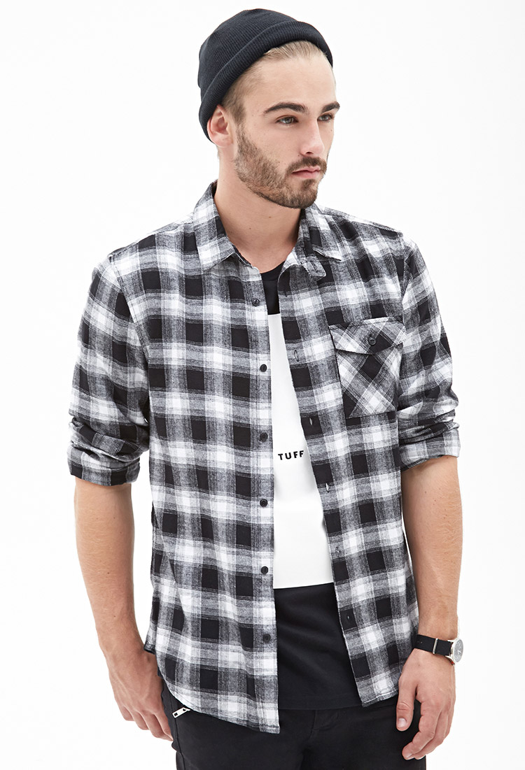 black and white checkered flannel mens