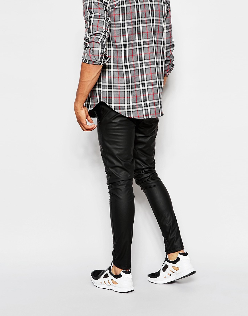 ASOS Super Skinny Joggers In Faux Leather in Black for Men - Lyst