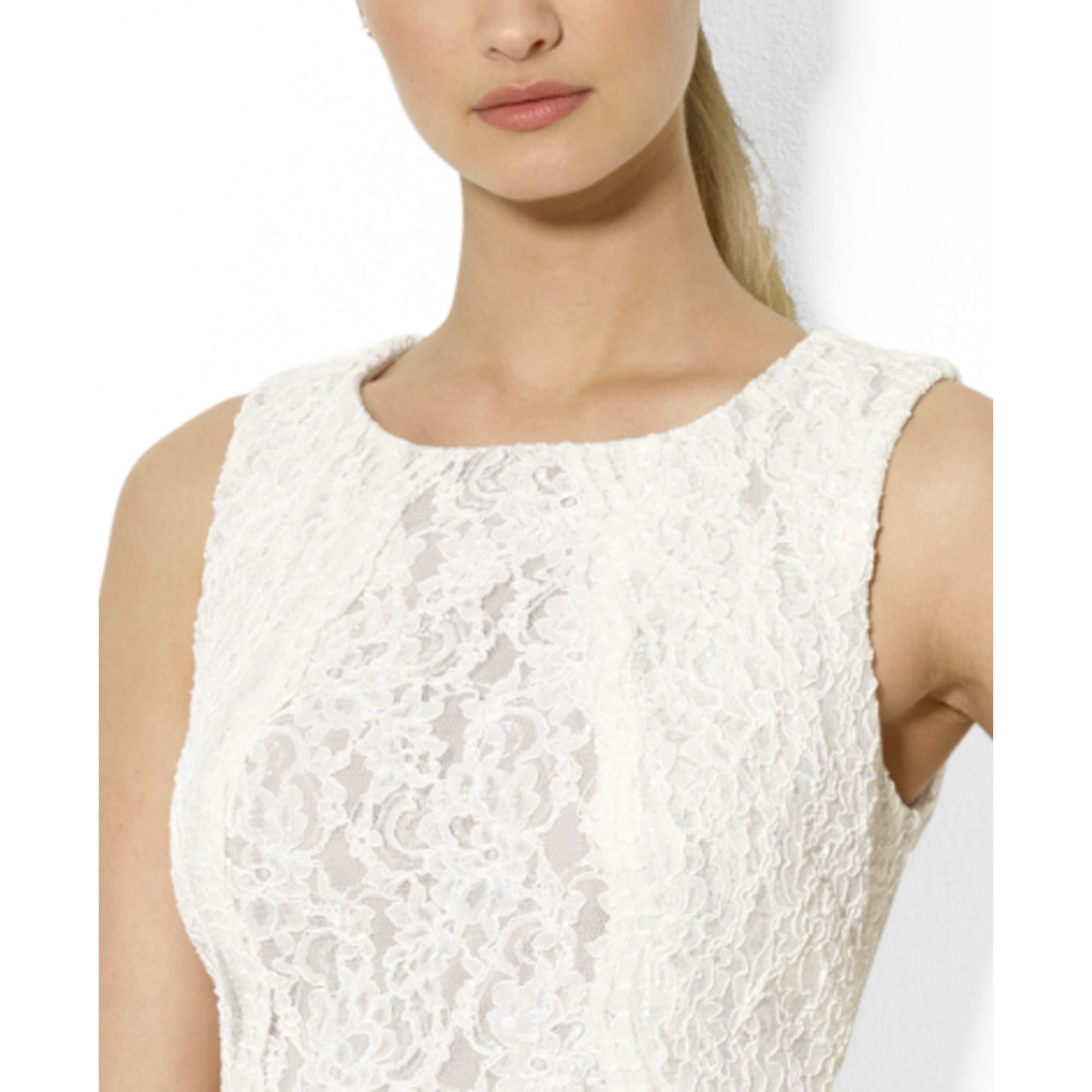 Lauren by Ralph Lauren Sleeveless Lace Dress in White | Lyst