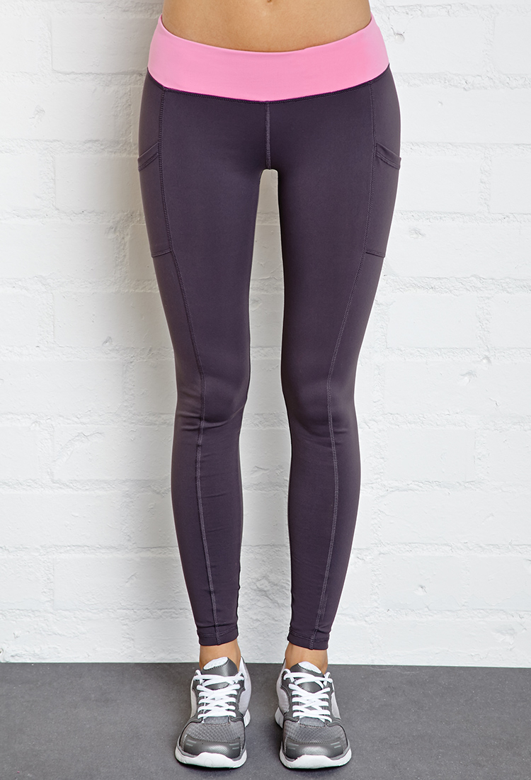 Lyst Forever 21 Sidepocket Skinny Workout Leggings in Pink