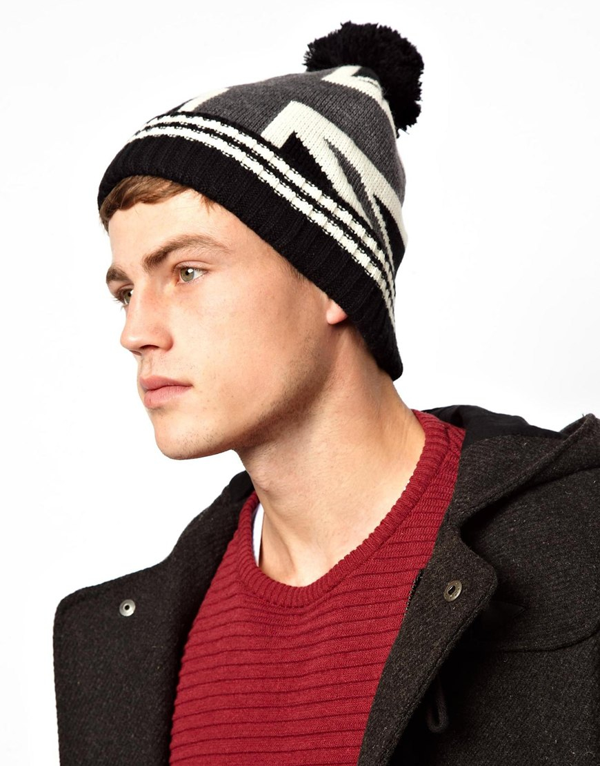 ASOS Bobble Beanie Hat with Union Jack in Black for Men - Lyst