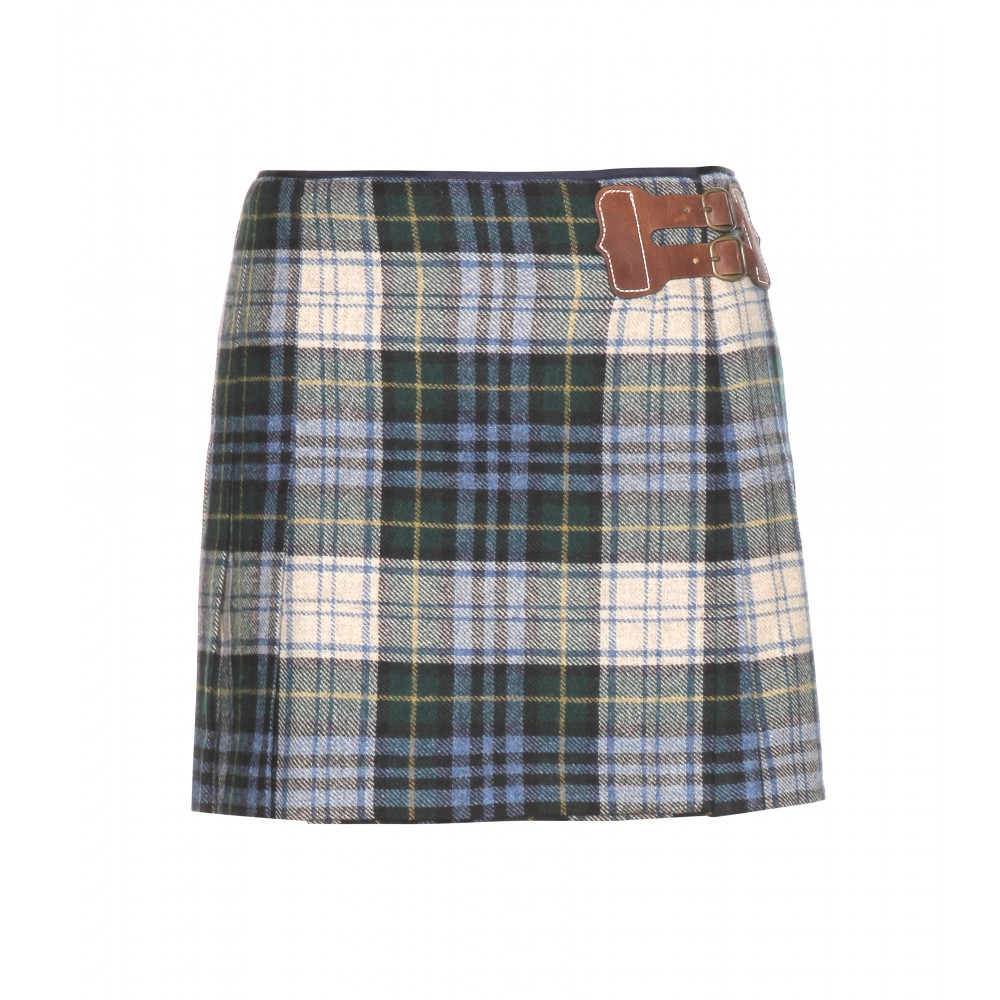plaid mini skirt wool