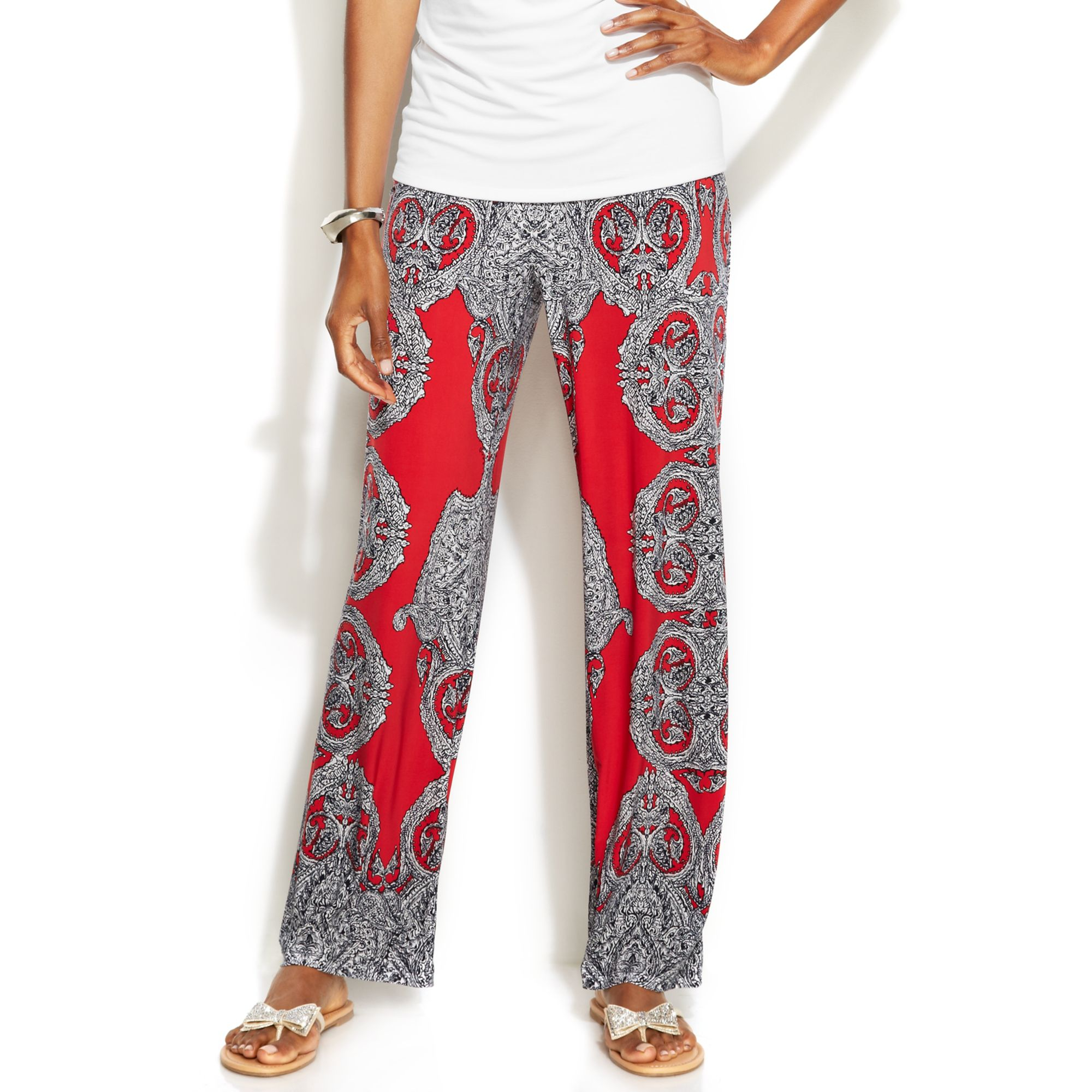 Lyst - Inc international concepts Printed Wideleg Soft Pants in Red
